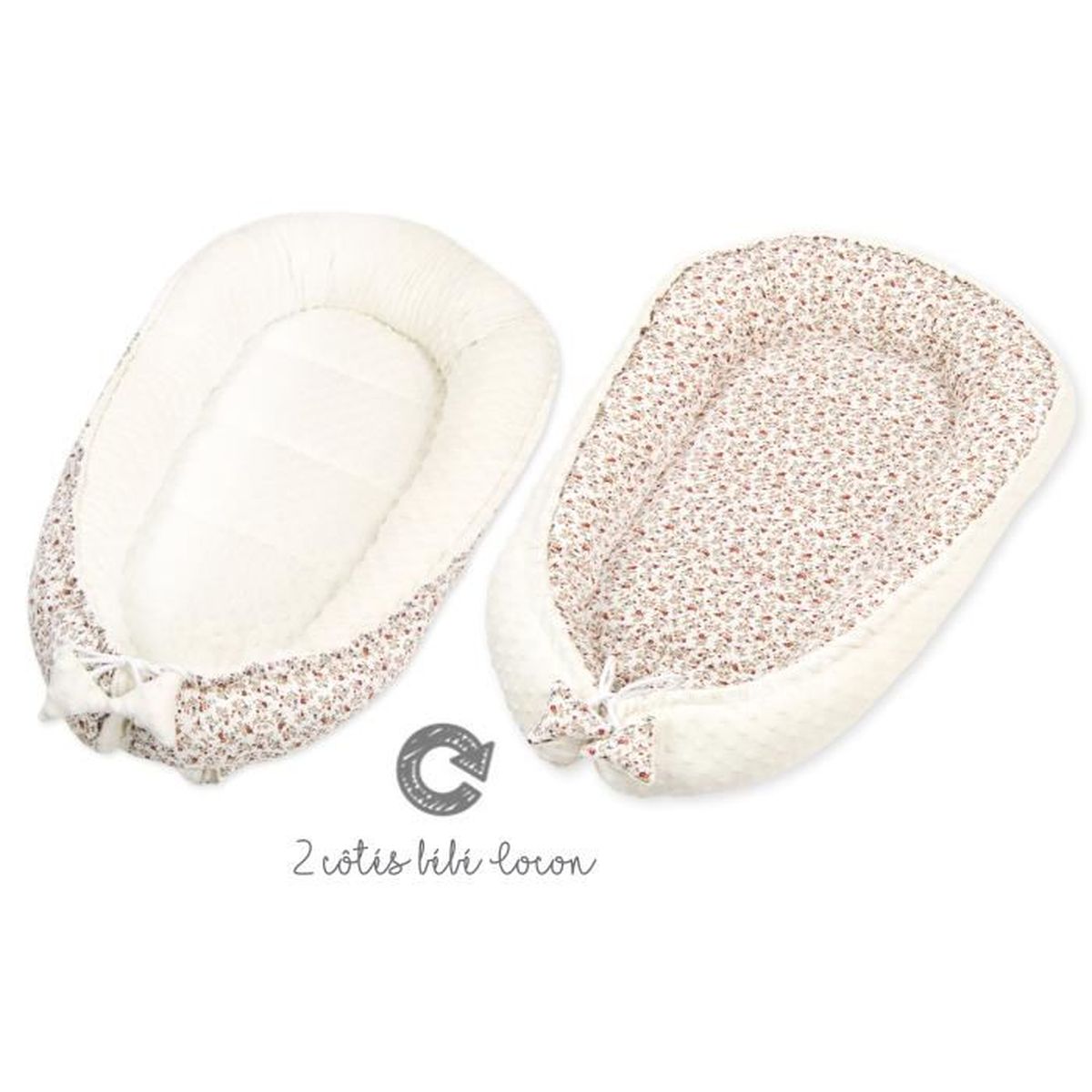 Minky Tour de lit pour nouveau-né 90 x 50 cm Nid douillet pour bébé 6 pièces Cocon avec cube sensoriel Coussin chauffant chouette 