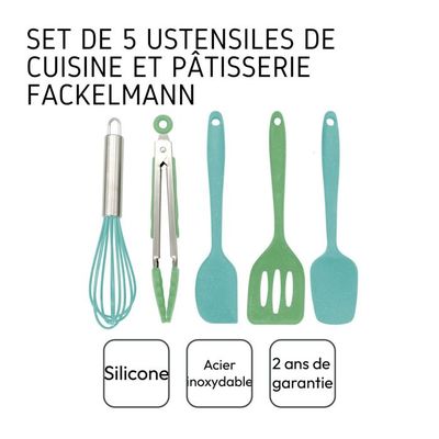 Fackelmann Ocean Spatule De Cuisine Universelle En Silicone Avec Noyau Rigide En Acier, Manche Antidérapant En Bois Certifié FSC, 31 X 6 Cm, Vert D 'eau, 1 Pièce