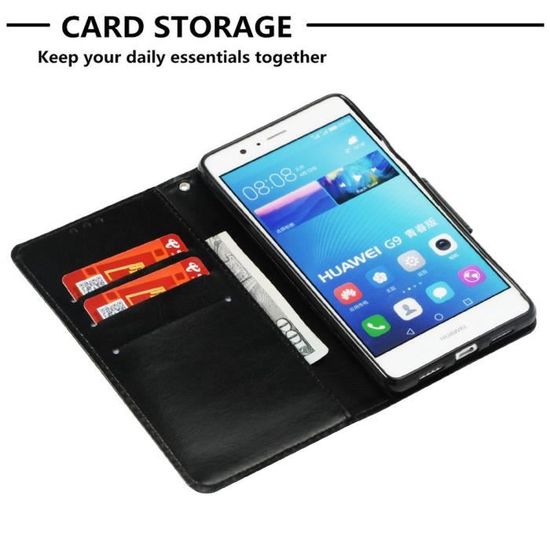 Supporter Portefeuille Flip PU Cuir Couverture Housse Coque Etui pour Huawei P9 Lite avec Cr/édit Carte Tenant Fente A-03 Dooki Huawei P9 Lite Coque