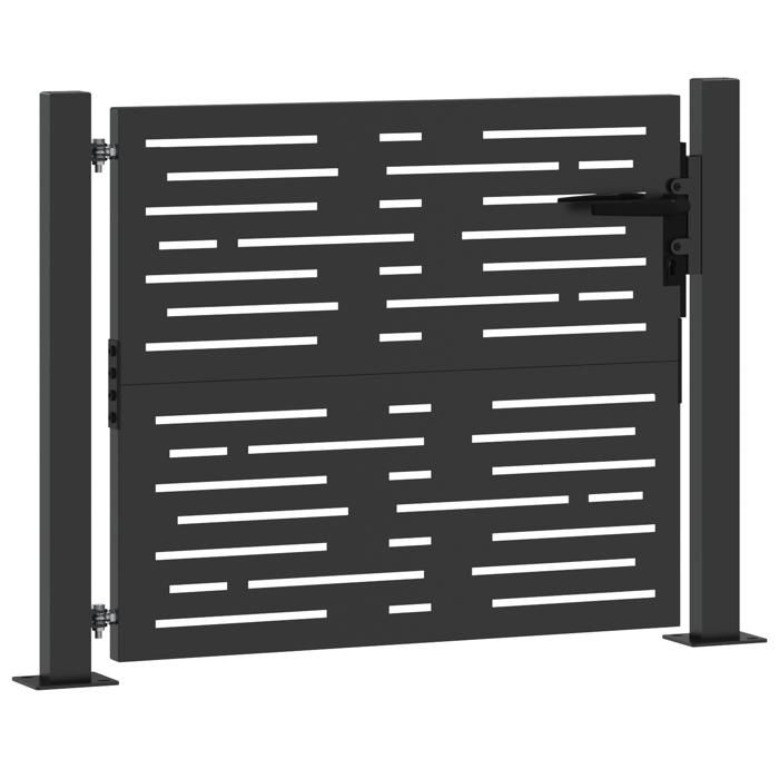 Portail Jardin Simple En Acier, Noir 105x100 Cm - Sécurité Avec Serrure, Design Moderne Pour Terrasse Et Extérieur - 10