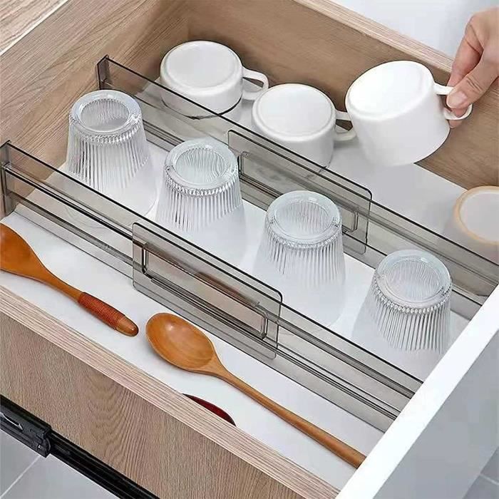 Séparateur tiroir en plastique réglable, séparateur tiroir cuisine