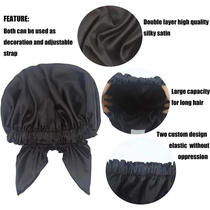 Bonnet élastique en Satin pour femmes, 15 couleurs unies, doux, haut,  large, coiffant, coiffant, soins des cheveux longs, foulard en soie,  chapeau de nuit - AliExpress