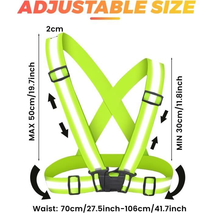 Gilet De Sécurité,Gilet De Sécurité Vélo, Gilet Reflechissant Running Gilet Reflechissant Harnais De Reflechissant Reglable Gilet Fluorescent Unisexe 98608937