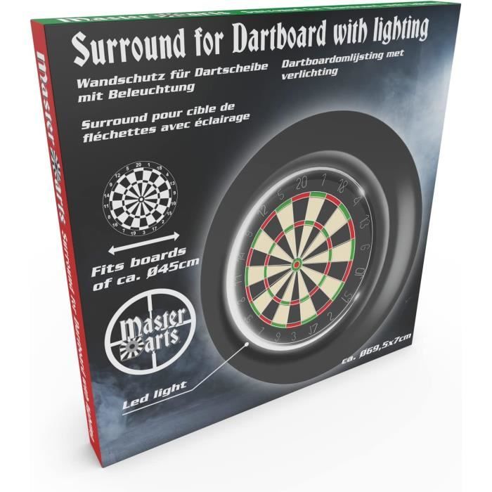 Anneau de protection pour cible de fléchettes Master Darts avec éclairage LED hauteur de