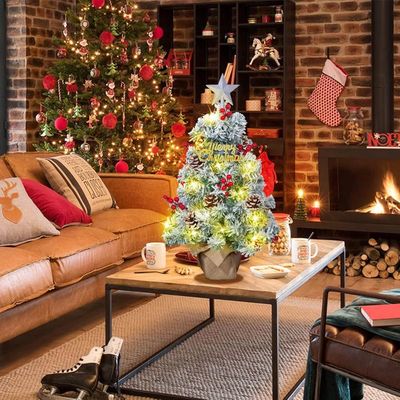 Sapin De Noël Artificiel Aigostar 60 Cm Avec 30 LEDs - 42 Décorations Incluses - Idéal Pour Table, Bureau, Décoration D'intérieur