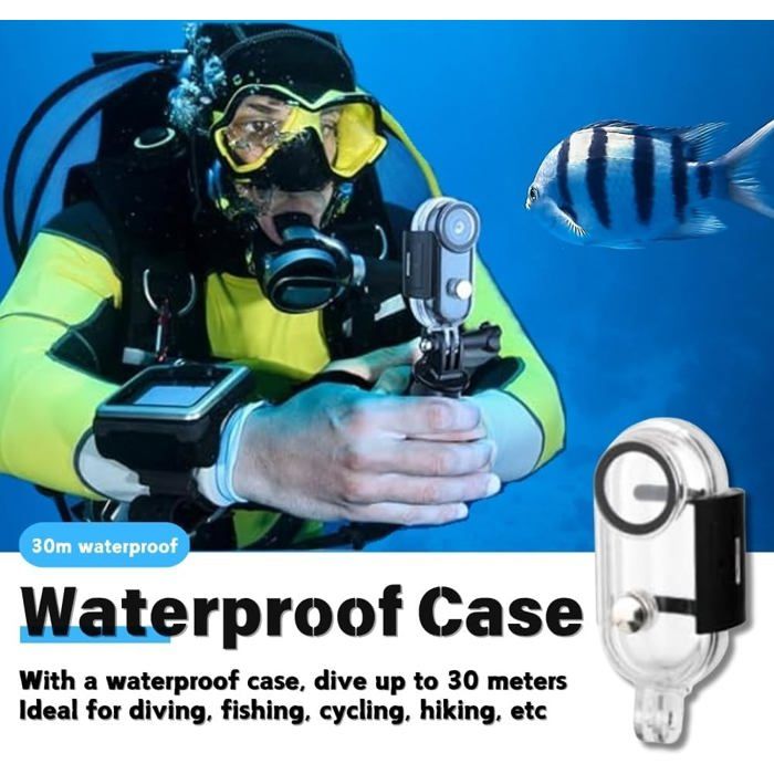 SHPTDJTIC Caméra corporelle 1080p avec étui de charge 2500 mAh, clip rotatif à 180° et cordon magnétique, caméra étanche IPX7, caméra magnétique pour animaux de compagnie, sécurité, voyage (blanc 128