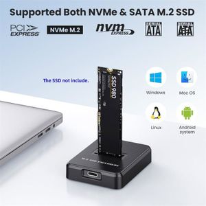 ShuoLe Boîtier Pour SSD M.2 NVMe USB3.2 Gen2 Type C 10Gbps PCIe SSD Case M 2 Nvme Sata Enclosure Disk Box Tool Free Ssd Aluminum Case P 67376533