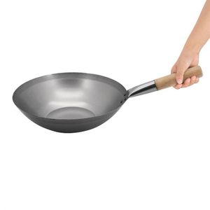 Wok School Of Wok Fond Plat Acier Carbone 26,7 Cm - Argent
