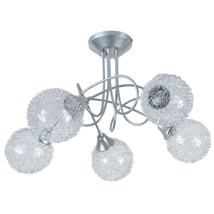 TOSEL Lustre 5 lumières - luminaire intérieur - verre satiné - Style urbain - H33cm L50cm P50cm