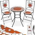 TECTAKE Ensemble table et chaises de jardin mosaique NEAPEL Grande capacité de charge - Marron-0