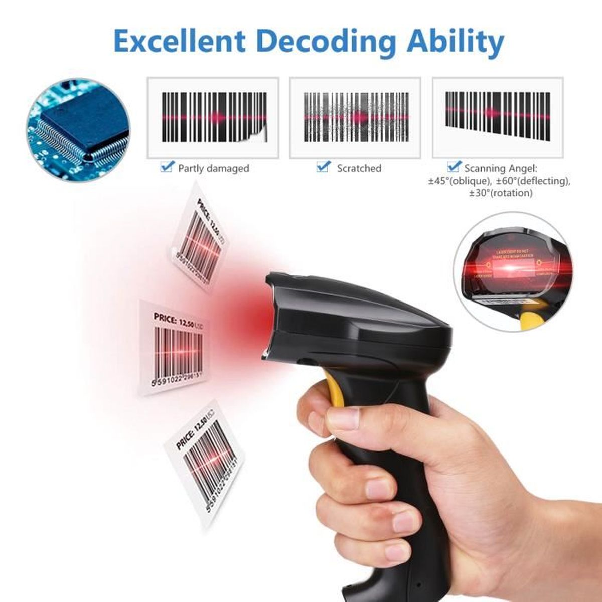 Lecteur Code Barres Scanner De Codes à Barres Usb Scanner
