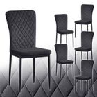 AINPECCA Lot de 6 Chaises Velours Noir Dossier Haut Losange sans Accoudoirs Pieds Métal