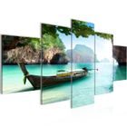 Tableau Décoration Murale 200x100 cm Runa art 609351a Panorama Mer - 5 Panneaux Deco Toile Prêt à Accrocher - Vert