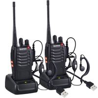 2PCS BaoFeng BF-888s talkie-walkie 400-470MHz radio bidirectionnelle USB rechargeable longue portée Casque Construit en torche LED