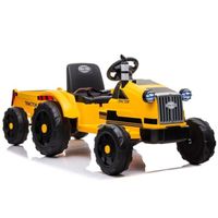 Tracteur électrique pour enfants avec remorque CH9959 - Marque - Modèle - 2 moteurs 12v - 2 vitesses - Jaune