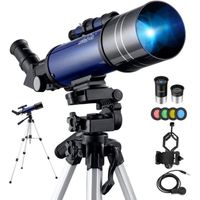 Télescope Astronomique Kit Complet Pro 400/70 Lunette HD Portable Puissant pour Enfants et Adultes Débutants avec Instruction en Fra