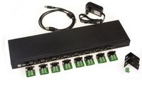 Convertisseur industriel USB vers 8 PORTS COM RS422 RS485 avec boitier métal rackable. Montage DB9 ou filaire