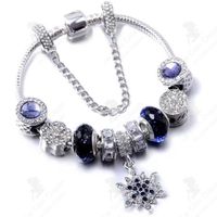 LCC® Bracelet de base en os de serpent perlé en argent sterling S925 Bracelet de perles en vrac bleu Bijoux en argent pour femmes