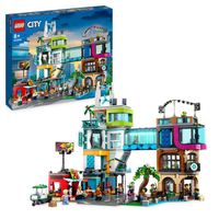 LEGO® City 60380 Le Centre-Ville, Jouet de Maquettes avec Salon de Coiffure, Vétérinaire, et Hôtel