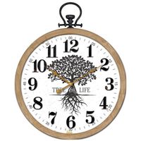 Horloge murale décorative ronde Grand arbre de vie en bois MDF marron Décoration murale élégante 60 cm 27014RGSG