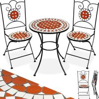 TECTAKE Ensemble table et chaises de jardin mosaique NEAPEL Grande capacité de charge - Marron