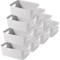 10pcs Boîtes de Rangement en Plastique Organiseur Panier de Rangement avec Poignées Léger Bac Rangement Boite de Rangement Cuisine