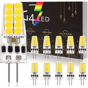 10pcs AC DC12-24V G4 COB LED Ampoules Luminaires Non Dimmable Blanc Froid 