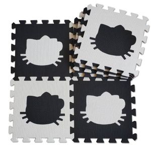 TAPIS ÉVEIL - AIRE BÉBÉ 24pcs avec 24 bords - Chat noir et blanc - tapis d