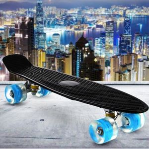 SKATEBOARD - LONGBOARD Skateboard Longboard Cruiser LED 22'' - Noir - Sturdy Deck - 4 PU Casters