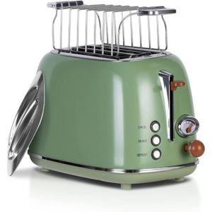 GRILLE-PAIN - TOASTER Grille-Pain Rétro 2 Tranches 6 Niveaux De Brunissa