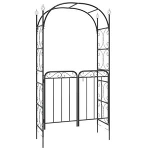 PORTAIL - PORTILLON CUQUE Arche de jardin avec portail noir 108x45x235 cm acier CN016
