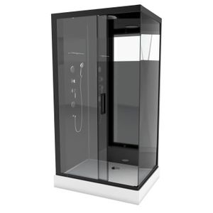 CABINE DE DOUCHE AURLANE Cabine de douche hydromassante Black Mirroir 2 - Structure en aluminium - 110 x 80 x 220 cm - Noir