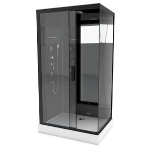 CABINE DE DOUCHE AURLANE Cabine de douche hydromassante Black Mirro