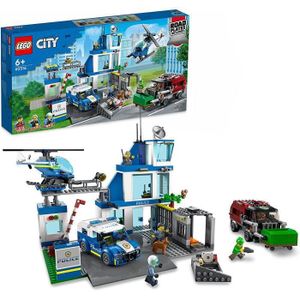 ASSEMBLAGE CONSTRUCTION LEGO 60316 City Le Commissariat de Police, Jouet de Voiture, Camion de Poubelle et Helicoptere, Figurine de Chien, pour Garco