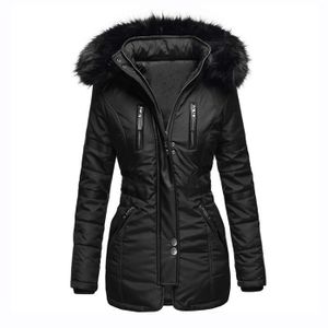 Manteaux Femme Noir Avec Capuche Fourrure Cdiscount