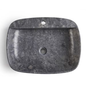 LAVABO - VASQUE Vasque à poser - lavabo ovale en marbre coloris gris - Longueur 52 x Hauteur 13 x Profondeur 42 cm