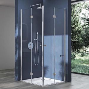 CABINE DE DOUCHE Sogood Cabine de douche pliable 120x80 porte de douche pliante design Ravenna26K en verre transparent avec receveur de douche