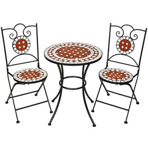 TecTake Mobilier de jardin mosaïque table et chaises meuble bistrot bar terrasse balcon 