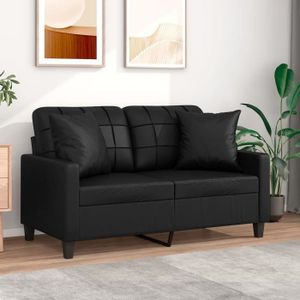 CANAPÉ FIXE Divan - Sofa Moderne Canapé 2 places - avec oreillers décoratifs noir 120cm similicuir 23,55Kg, FR2023