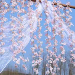 4 Guirlandes Fleurs De Cerisier Artificielles 1.8m - Décoration Murale Soie Pour Mariage, Fête
