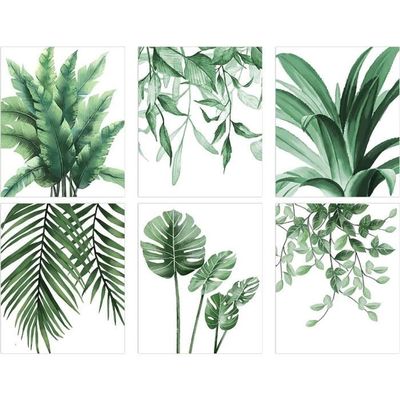 Lot De 3 Posters Plantes Vertes 20x30 Cm - Décoration Murale Moderne Salon Chambre - Sans Cadre