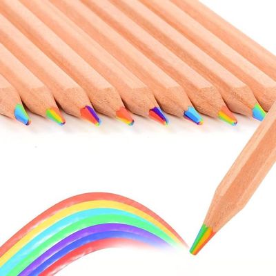 Fzyisw Lot de 36 crayons arc-en-ciel 4 en 1 pour fête d'enfants, crayons de couleur, gommes et porte-clés arc-en-ciel