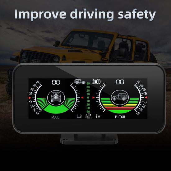 Keenso Inclinomètre de Voiture équilibreur Pente d'angle sensibilité élevée d'inclinomètre numérique avec Angle Vue réglable-Affichage du Tableau De Bord Analogique 4X4 Compas Bar