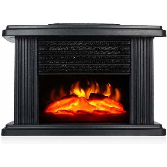 Chauffage de cheminée chauffe-flamme électrique radiateur soufflant européen ménage salon chambre-EU (avec télécommande)