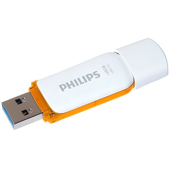 Clé USB - PHILIPS - Snow 128 Go - USB 3.0 - Blanc et orange
