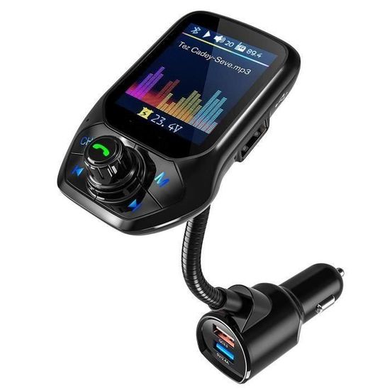 Adaptateur FM Bluetooth Pour Voiture - Écran Couleur 1,8", Charge Rapide QC3.0, Mains Libres, Compatible AUX Et Carte TF