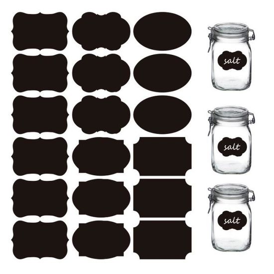 Etiquettes Autocollantes Vierges en Format Ardoise pour boîtes à épices et Pots de Confiture EudoER 150 étiquettes Cuisine Haute qualité en Noir Mat pour Pots et bocaux 