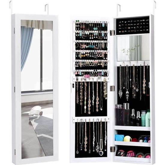 COSTWAY Armoire à Bijoux Murale Meuble à Bijoux Suspendue Accrochée à