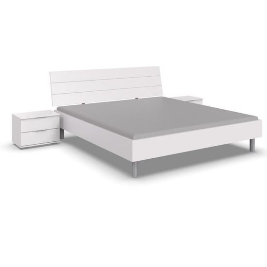 Chambre à coucher complète adulte ( lit adulte + 2 chevets ) coloris blanc