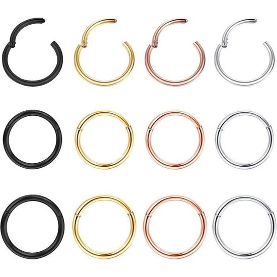 8 Piercings Nez Acier Chirurgical 316L – Zircone Cubique, Tailles 1,5 à 3 Mm – Hypoallergénique, Fermoir à Bille